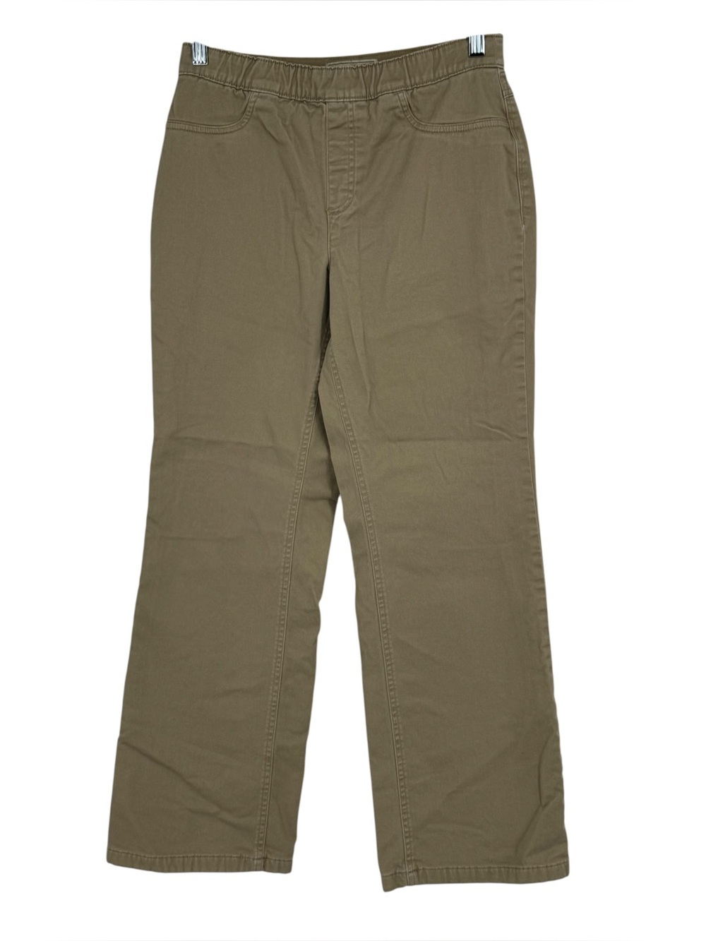 LL Bean Classic Fit Flannel Lined Stretch Chino Pants Elastic Waist Size 4 Women
